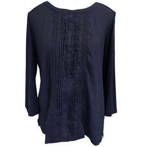 Ann Taylor Blue Cable Knit Blouse Top Size Medium